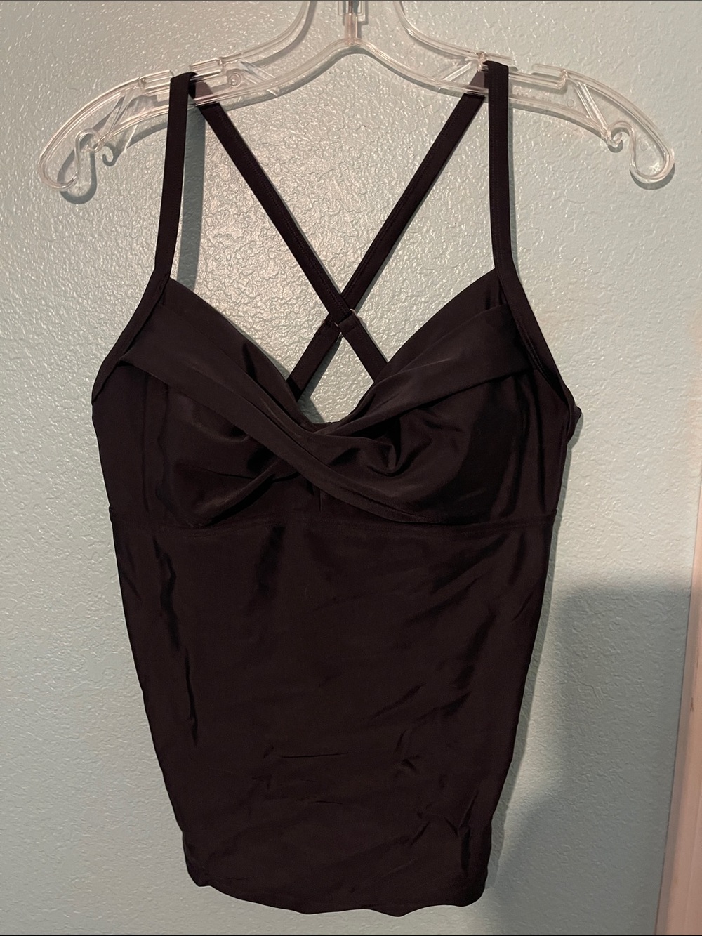 Black Crisscross Strappy Tankini Top